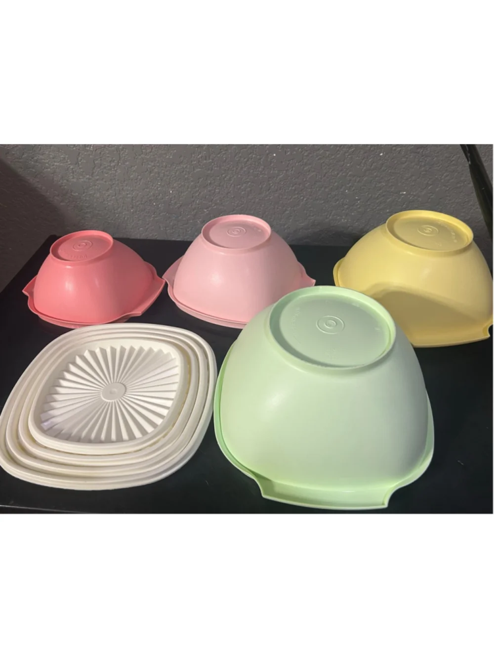 Tupperware pastel Kitchen Food Storage Bowl Set One Size Pink Yellow Green White